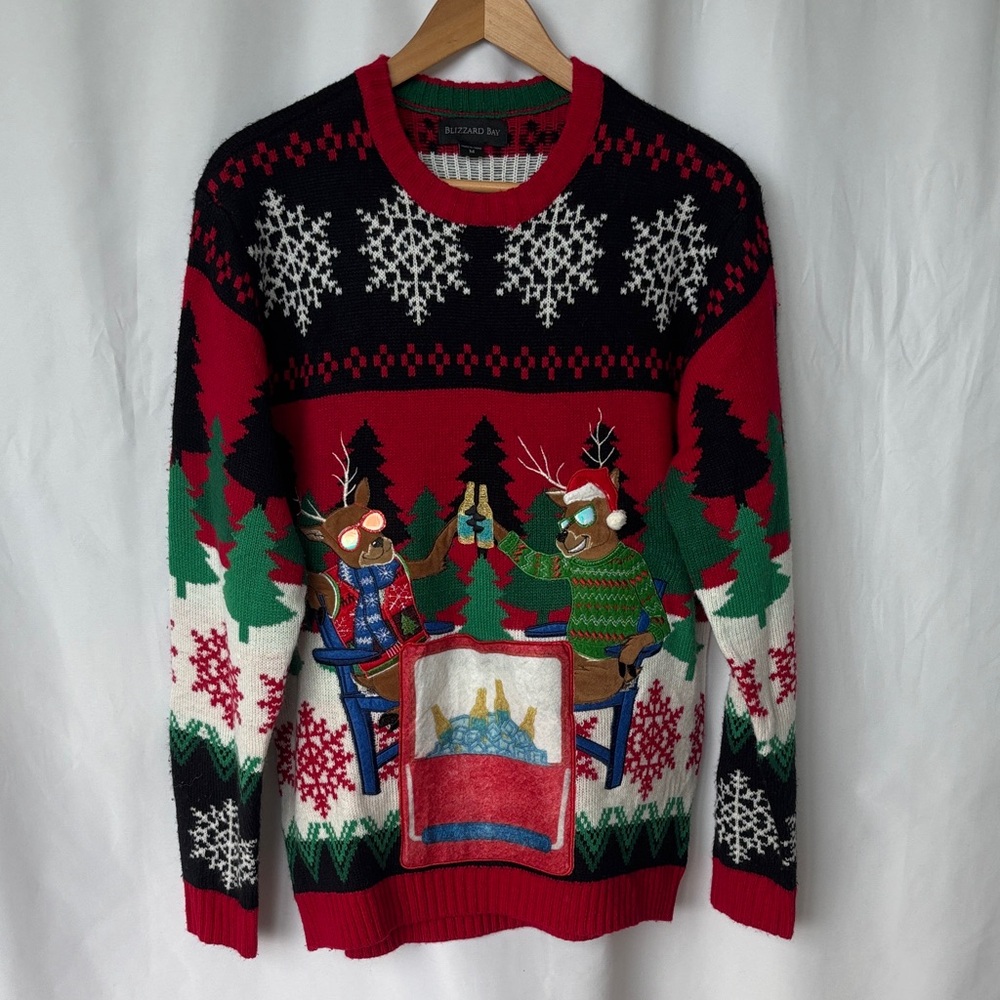 Ugly Christmas Sweater Men's Novelty Holiday Beer Crewneck Sweater Size M